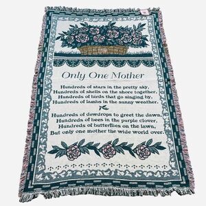NWT Vintage 1993 Rug Barn Mother Cotton Woven Tapestry Throw Blanket 46"x67" USA
